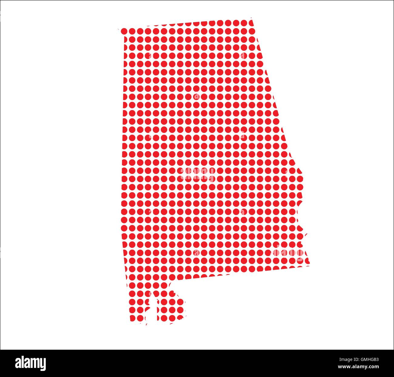 Red Dot Mappa di Alabama Illustrazione Vettoriale
