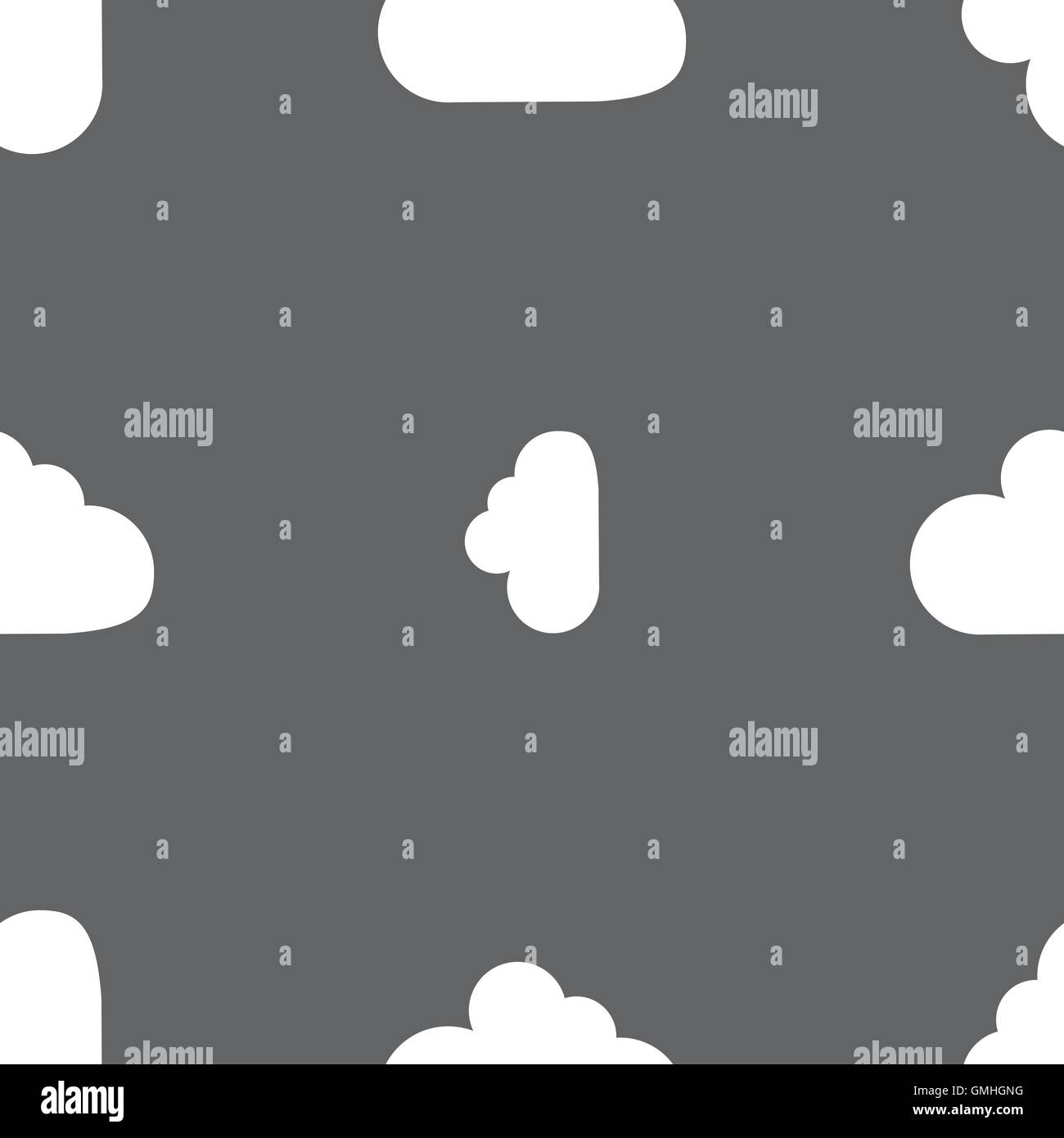 Cloud icona segno. Lo storage dei dati simbolo. Seamless pattern su uno sfondo grigio. Vettore Illustrazione Vettoriale