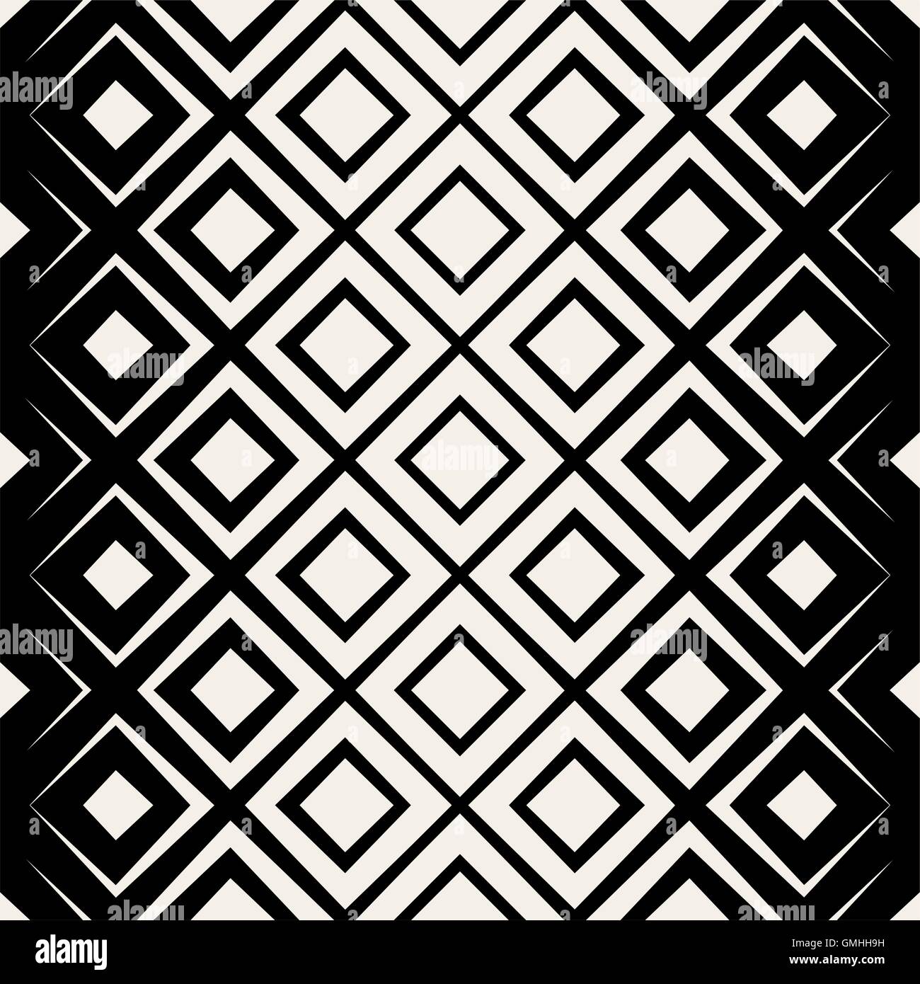 Vector Seamless Black & White Rhombus Halftone Pattern a griglia Illustrazione Vettoriale