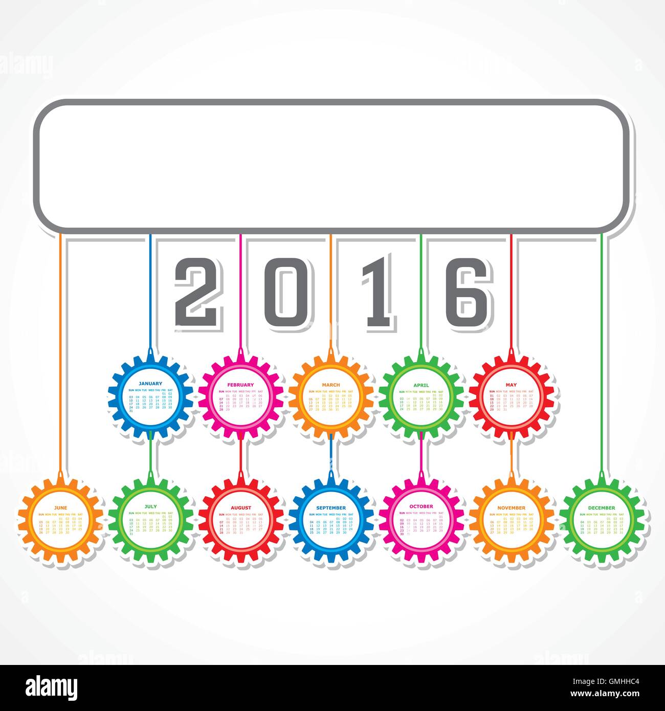Creative Anno nuovo calendario 2016 design vettore di stock Illustrazione Vettoriale