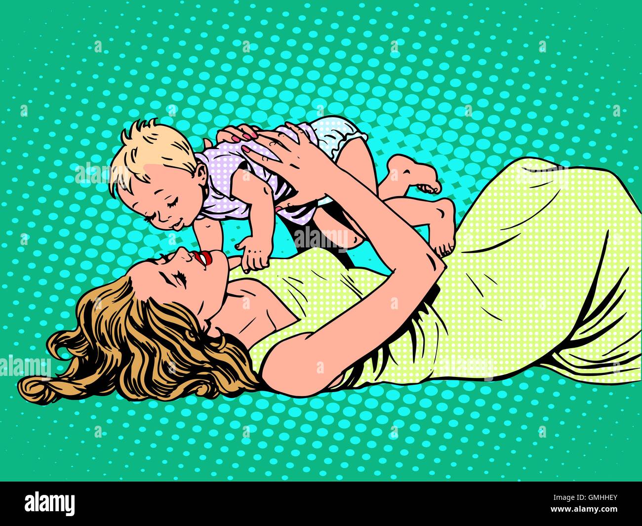 La madre del bambino maternità infanzia felice Illustrazione Vettoriale