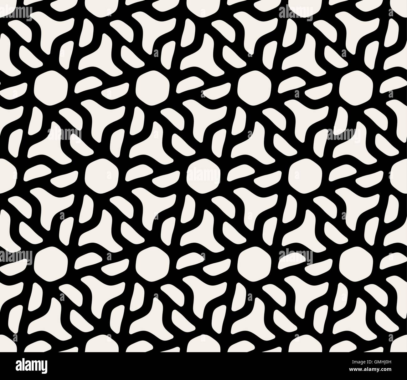 Vector Seamless Black & White esagonale Traingle arrotondati Pattern Illustrazione Vettoriale