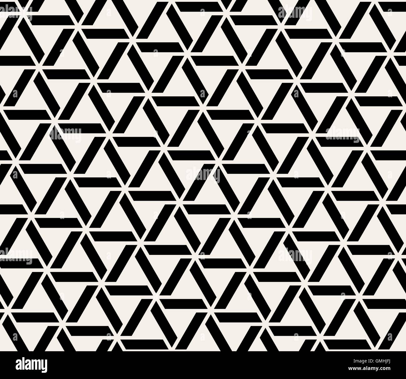 Vector Seamless in bianco e nero geometrica astratta di interallacciamento di linee di triangolo Pattern Illustrazione Vettoriale