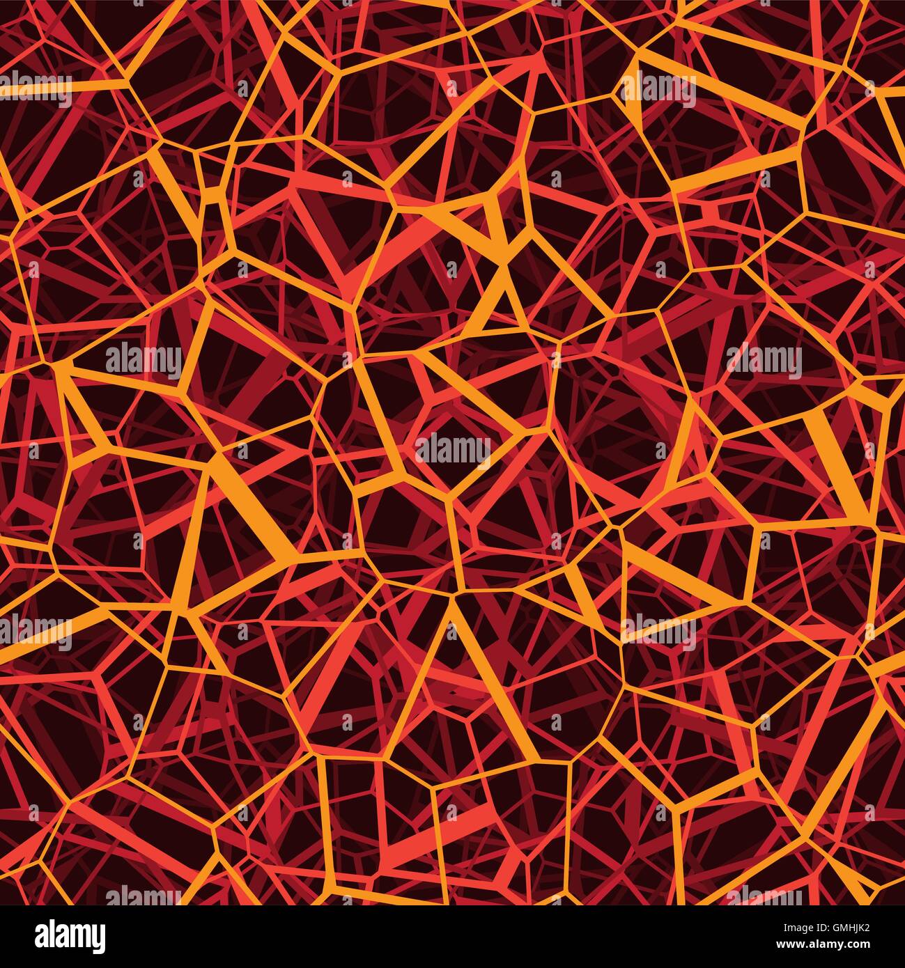 Vettore di rete neurale collegato le linee griglia dello strato di colore arancione-rosso modello senza giunture Illustrazione Vettoriale