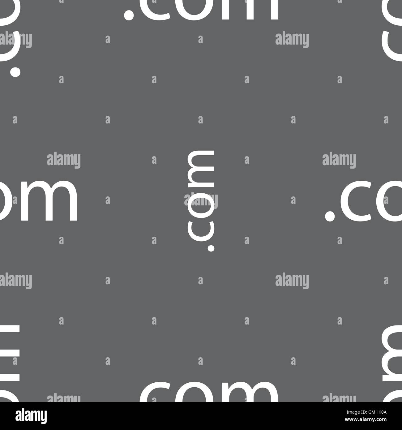 Dominio COM SIGN icona. Il dominio internet di primo livello simbolo. Seamless pattern su uno sfondo grigio. Vettore Illustrazione Vettoriale