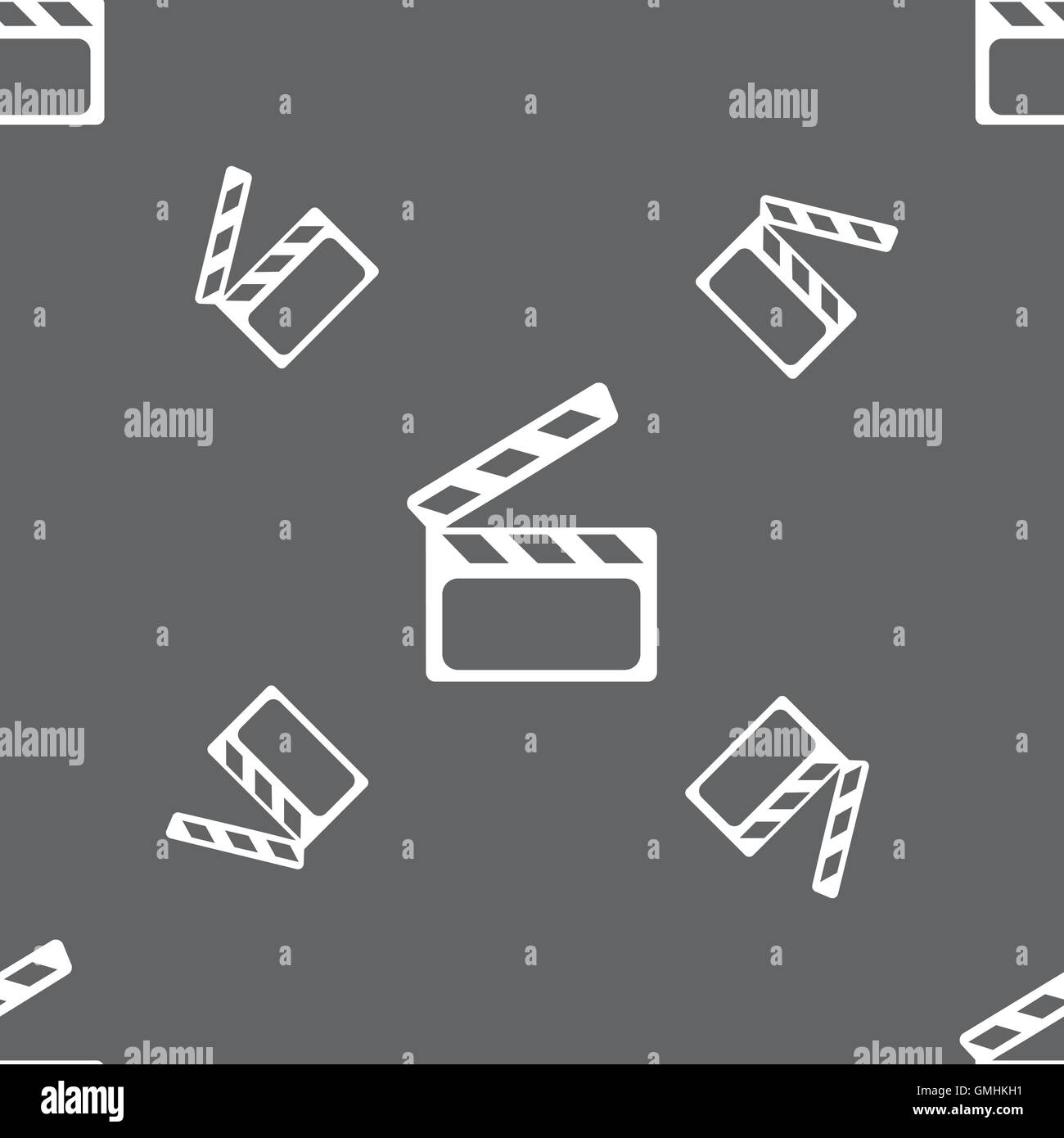 Cinema battaglio segno icona. La telecamera video simbolo. Seamless pattern su uno sfondo grigio. Vettore Illustrazione Vettoriale