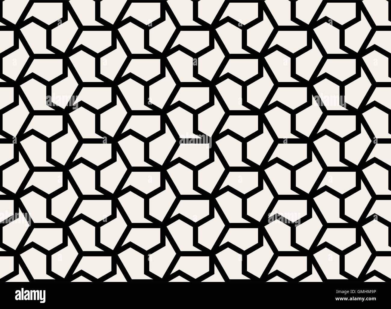Vector Seamless in bianco e nero di forma esagonale Pattern Illustrazione Vettoriale