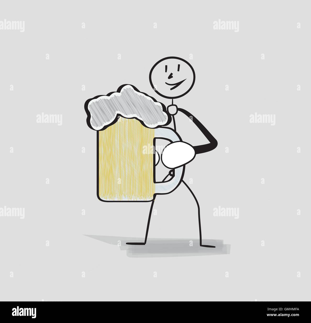 uomo e birra Illustrazione Vettoriale