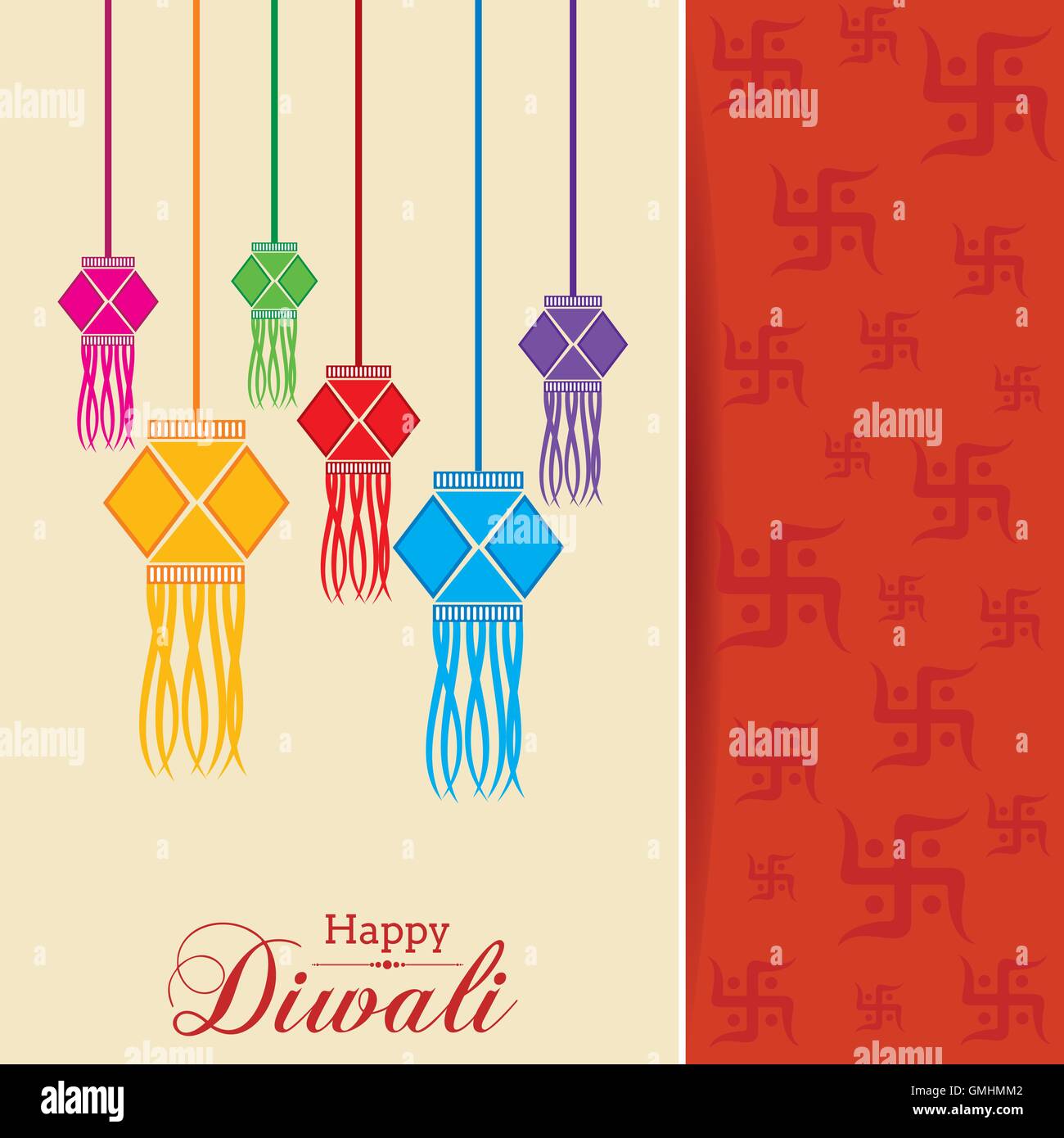 Il design elegante e il testo per la celebrazione Diwali vettore di stock Illustrazione Vettoriale