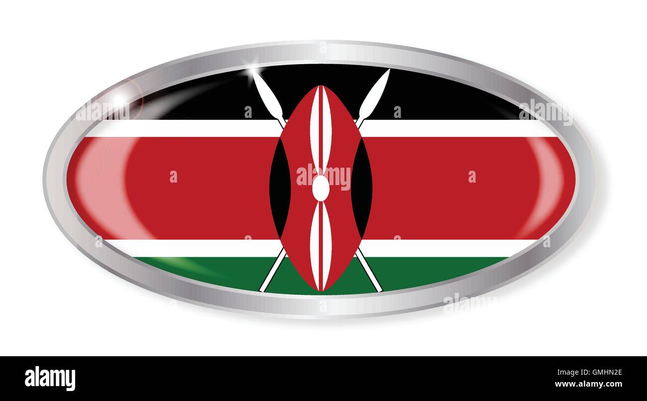Kenya bandiera Pulsante Ovale Illustrazione Vettoriale