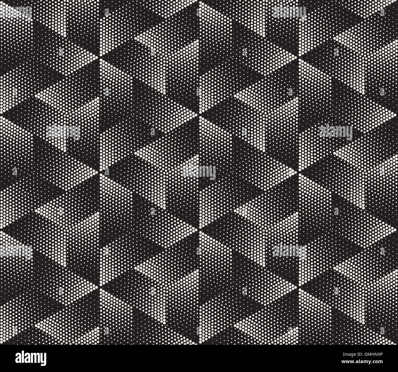 Vector Seamless in bianco e nero Dot puntinismo rombo geometrico modello cubo Illustrazione Vettoriale