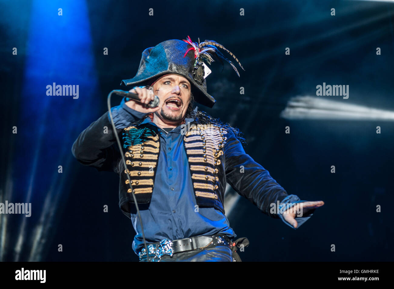 Adam Ant svolge Rewind Festival del Nord, Capesthorne Hall, Cheshire, 6 Agosto 2016 Foto Stock