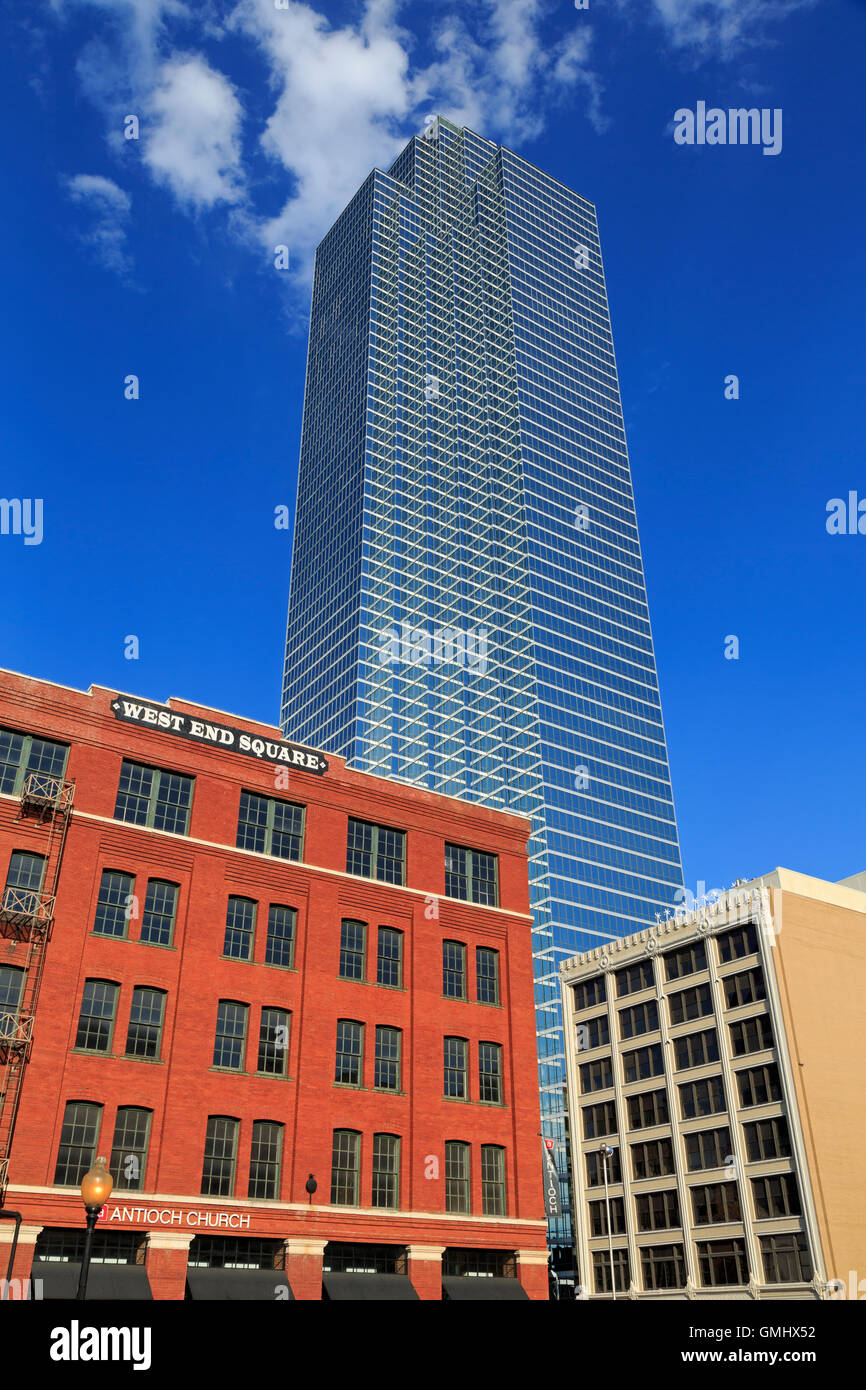 West End Historic District & Bank of America Tower, Dallas, Texas, Stati Uniti d'America Foto Stock