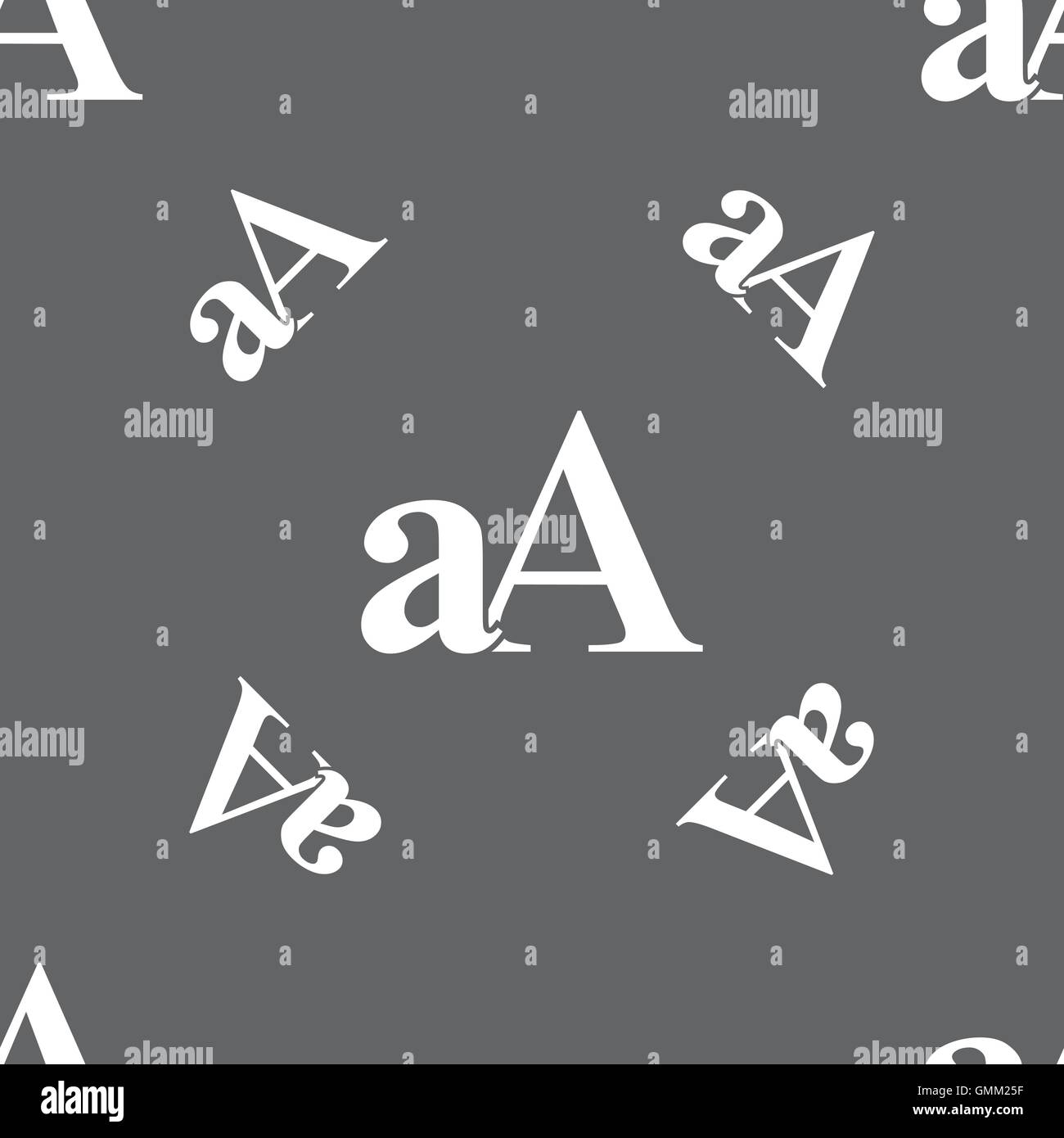 Ingrandire il font, icona aA segno. Seamless pattern su uno sfondo grigio. Vettore Illustrazione Vettoriale