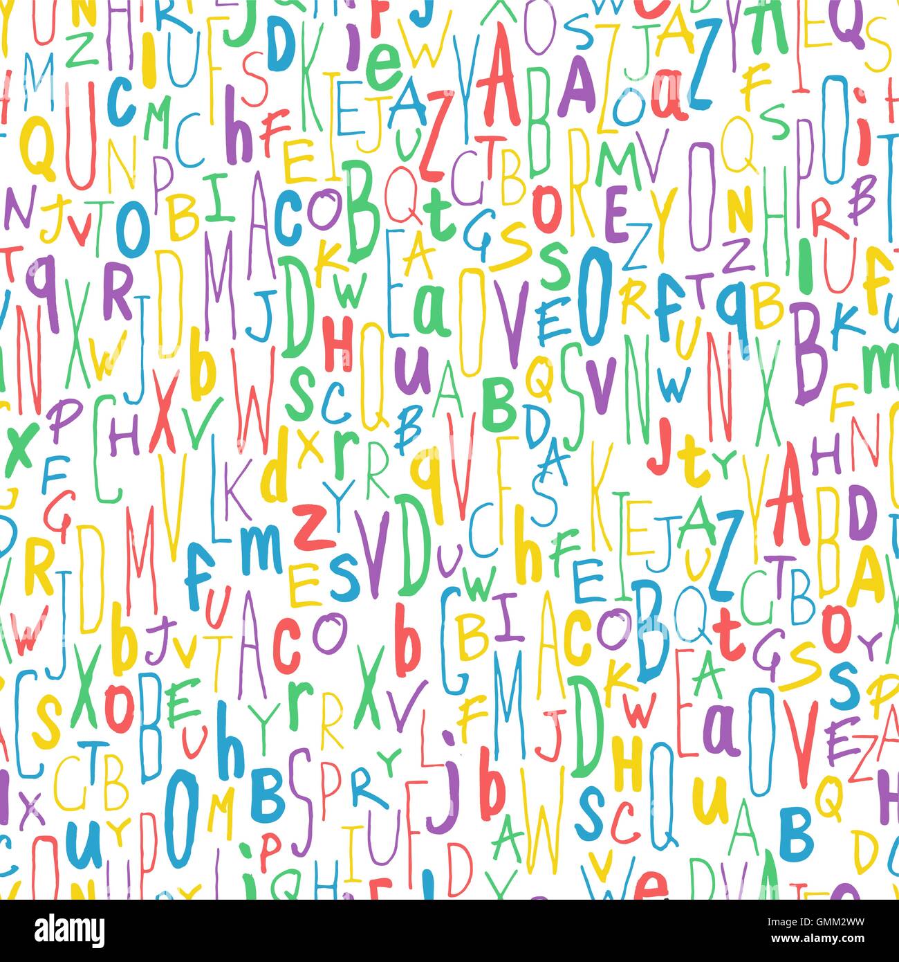 Colorate diverse lettere. Alfabeto Seamless Pattern. Mano-disegnare  Immagine e Vettoriale - Alamy