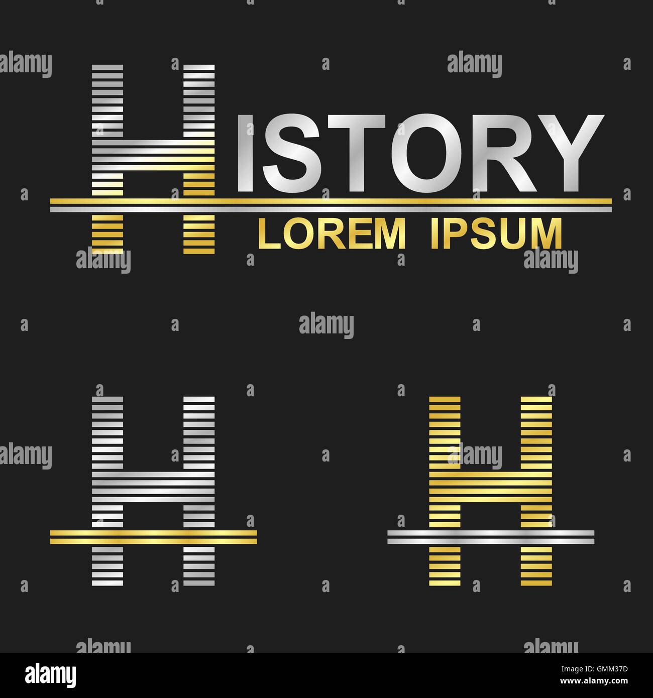 Business metallico font Symbol design - lettera H (storia) Illustrazione Vettoriale