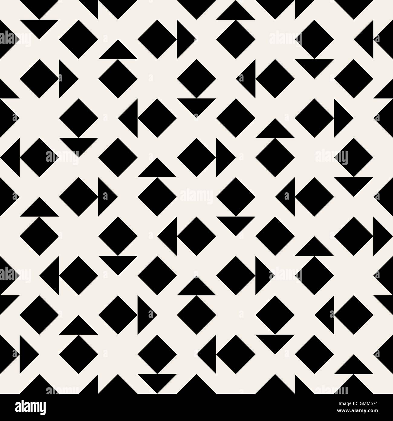Vector Seamless in bianco e nero quadrato triangolo modello geometrico Illustrazione Vettoriale