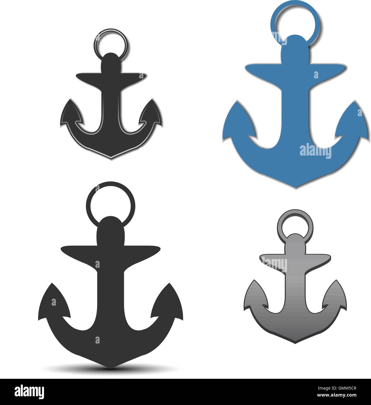 Icone di ancoraggio, illustrazione vettoriale. Illustrazione Vettoriale