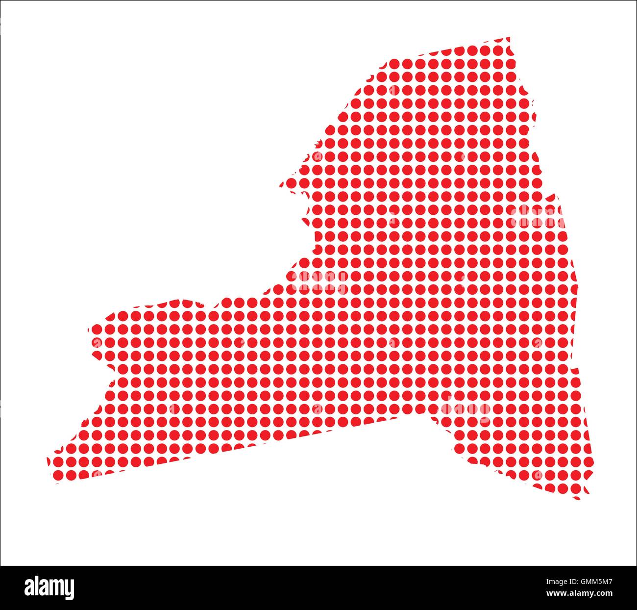 Red Dot Mappa dello Stato di New York Illustrazione Vettoriale