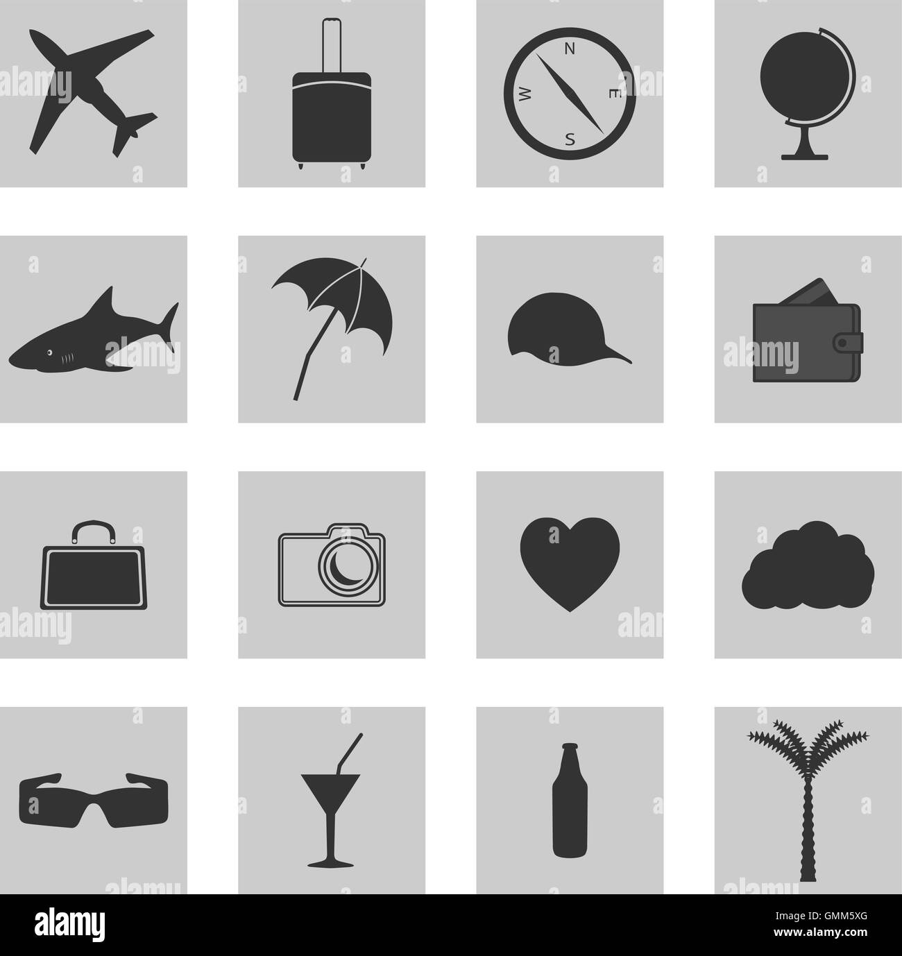 Set di icone di viaggio, illustrazione vettoriale. Illustrazione Vettoriale