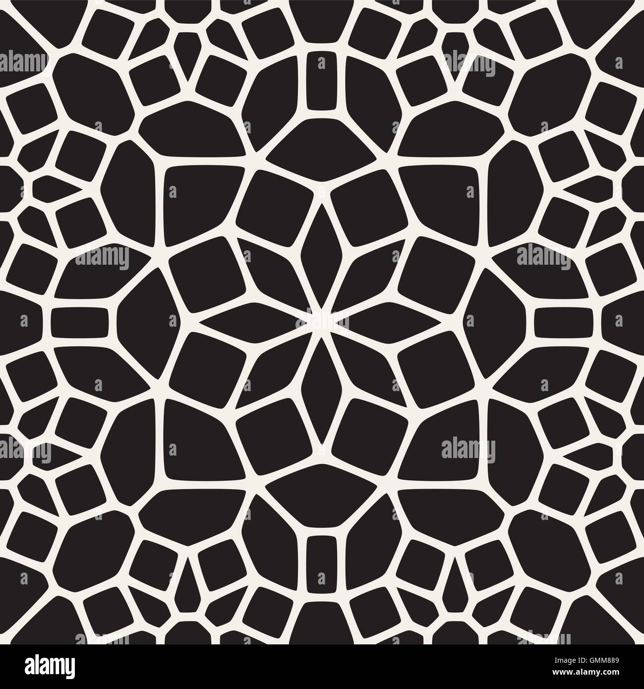 Vector Seamless in bianco e nero Round Star Pizzi motivo ornamentale Illustrazione Vettoriale