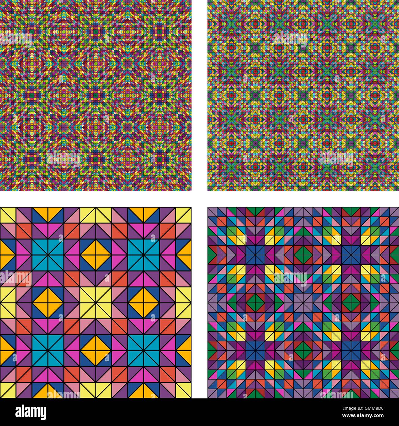 Variopinto mosaico seamless pattern set di sfondo Illustrazione Vettoriale