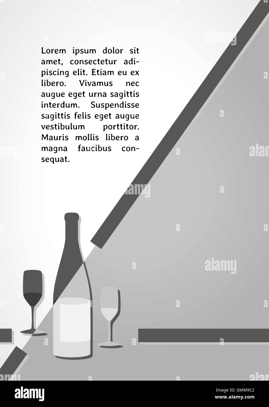 Bottiglia di colore grigio con vetri infographics scuro Illustrazione Vettoriale