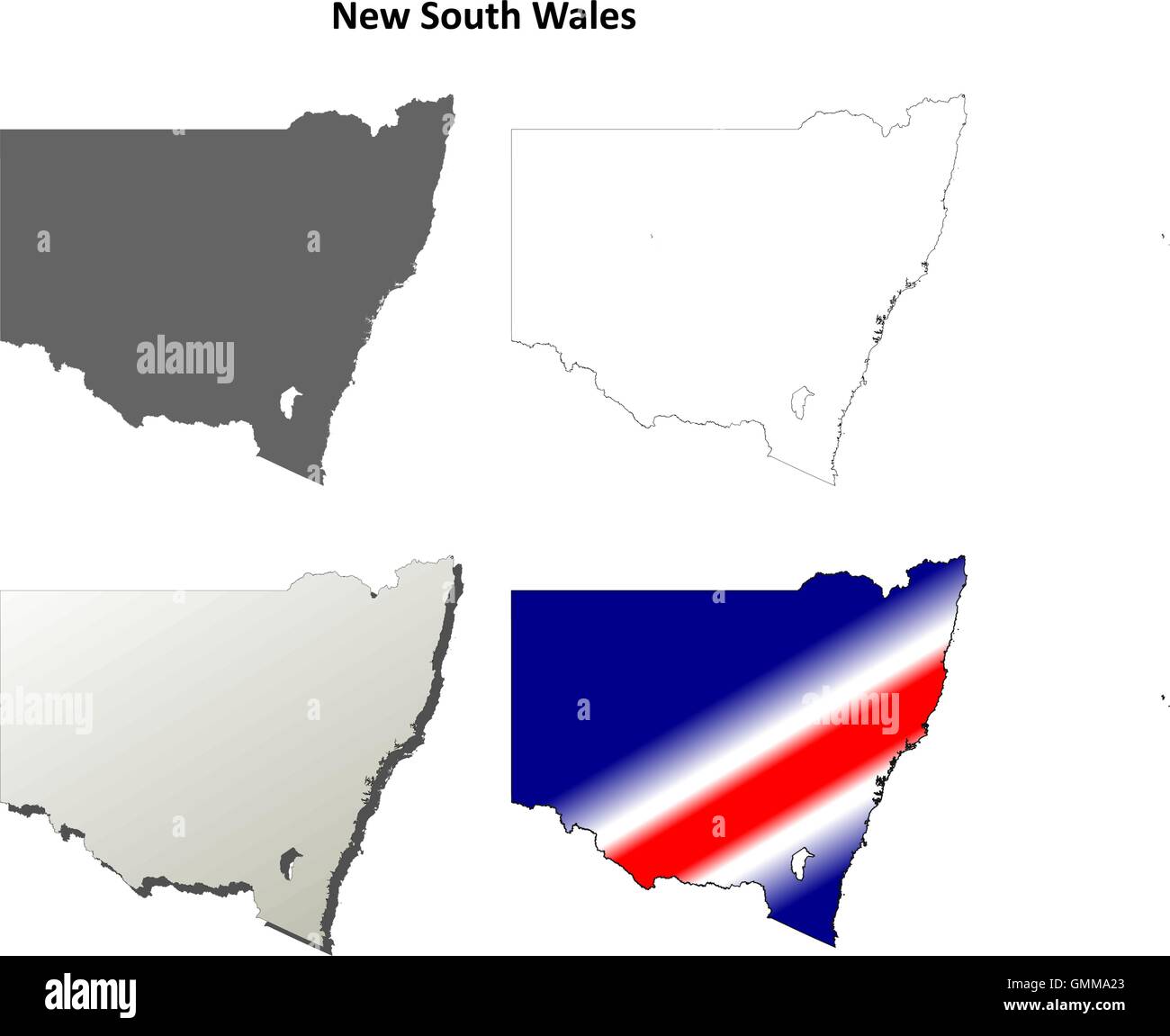 Nuovo Galles del Sud mappa di contorno impostato Illustrazione Vettoriale