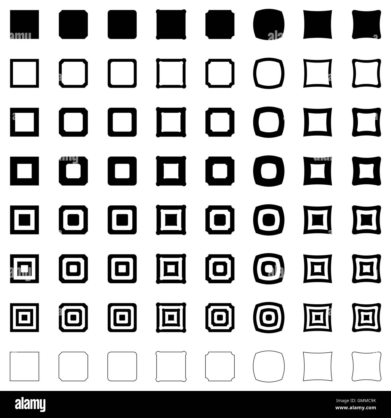 Poligono quadrato impostato Illustrazione Vettoriale