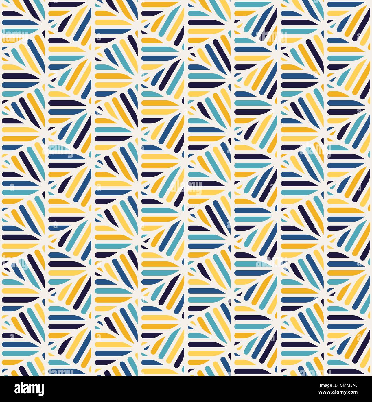 Vector Seamless Wellow Blu Bianco triangolo arrotondato Pizzo le linee di reticolo Illustrazione Vettoriale