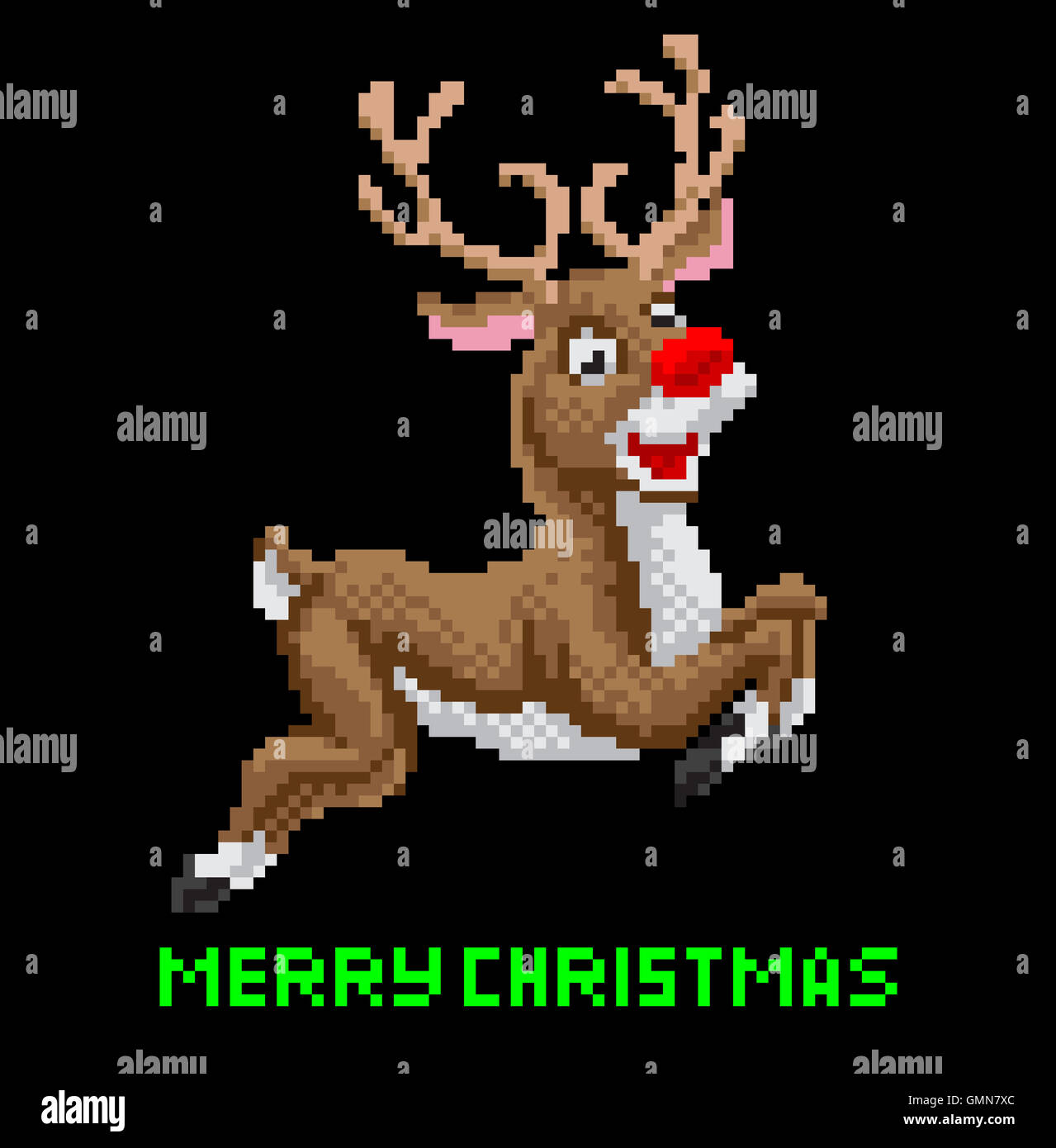 Babbo natale renne Natale pixel arte illustrazione Foto Stock