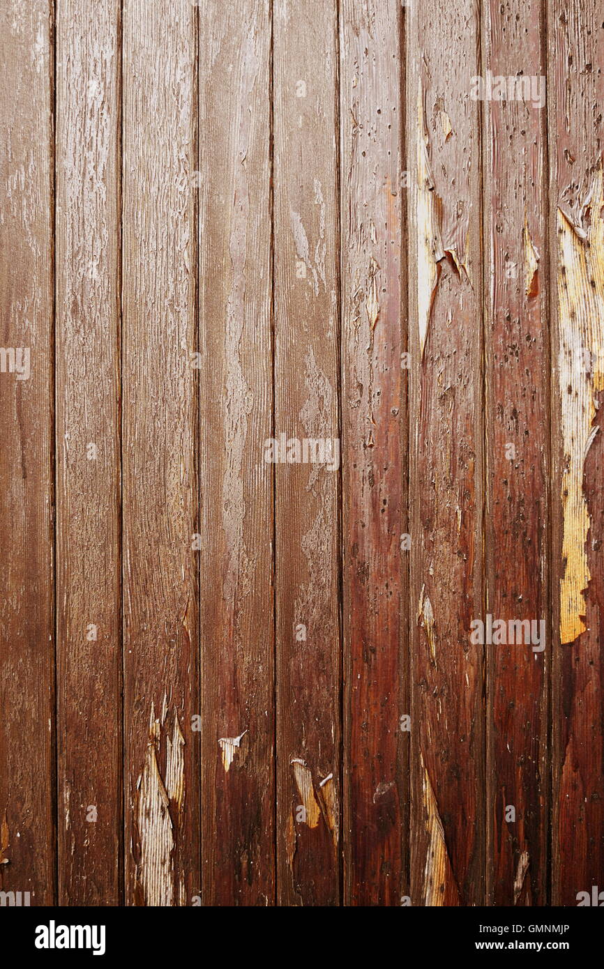 Full frame shot di marrone vecchio alterate di tavole di legno sfondo Foto Stock