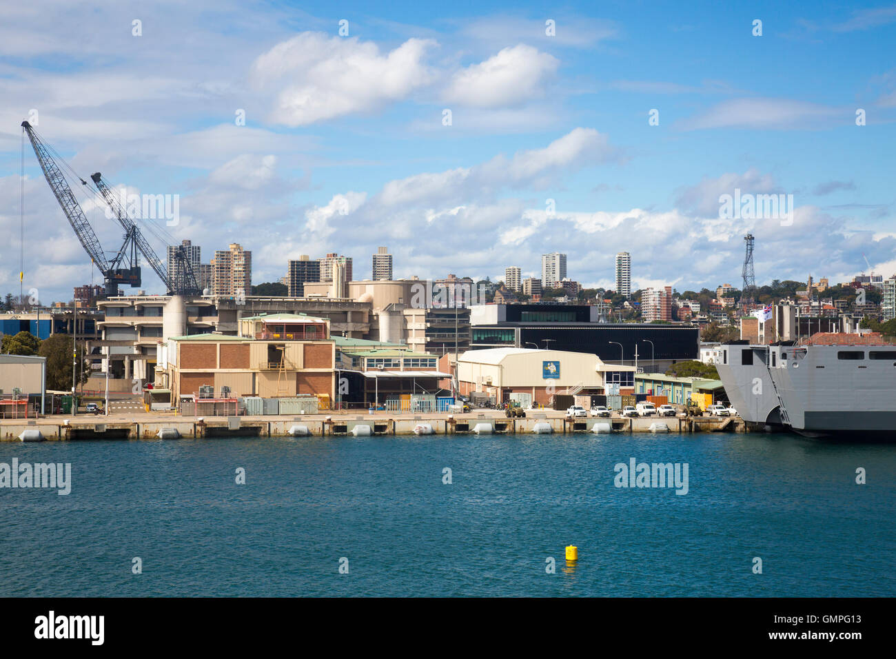 Isola Giardino flotta navale base in cantiere Woolloomoolloo Sydney , Australia Foto Stock