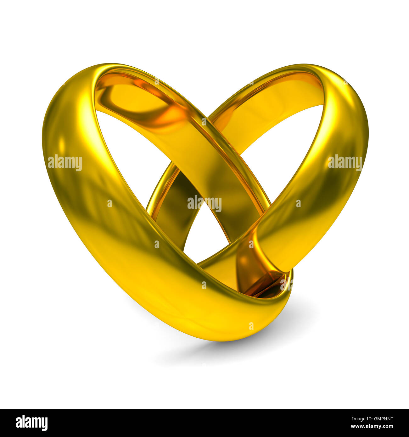 Oro due anelli di nozze. Isolato immagine 3D Foto Stock