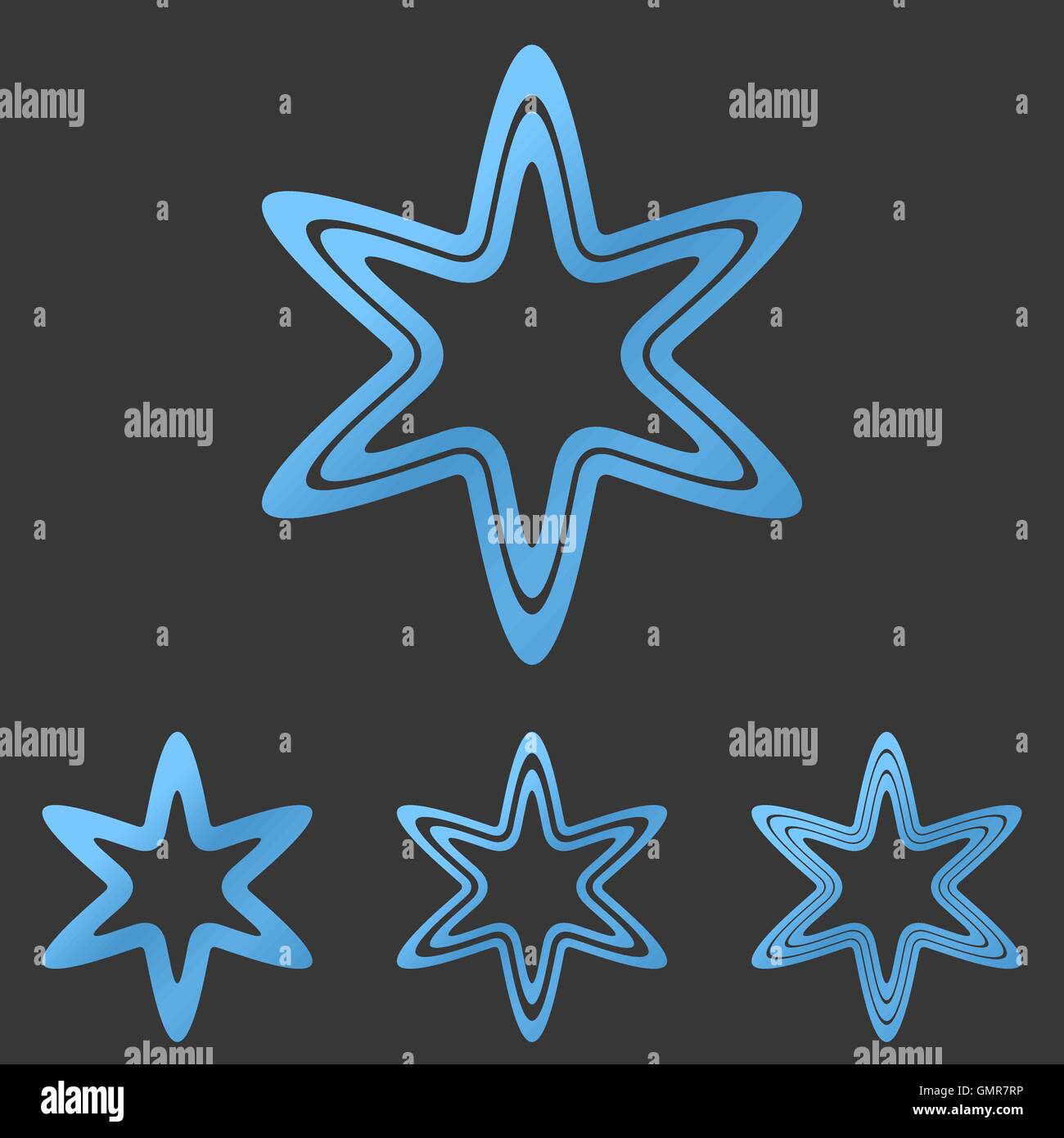 Linea blu star logo design set Illustrazione Vettoriale