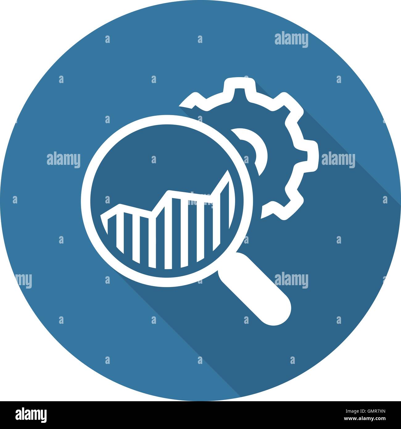 Le ricerche di mercato e la relativa icona. Design piatto. Illustrazione Vettoriale