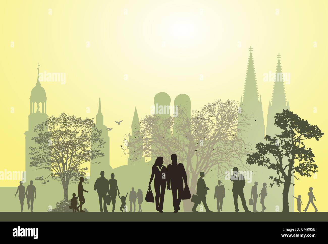 Centro Città con attrazione Illustrazione Vettoriale