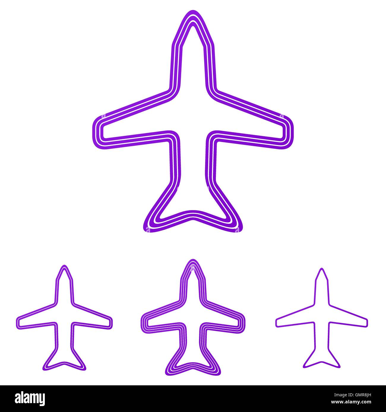 Linea viola aereo logo design set Illustrazione Vettoriale