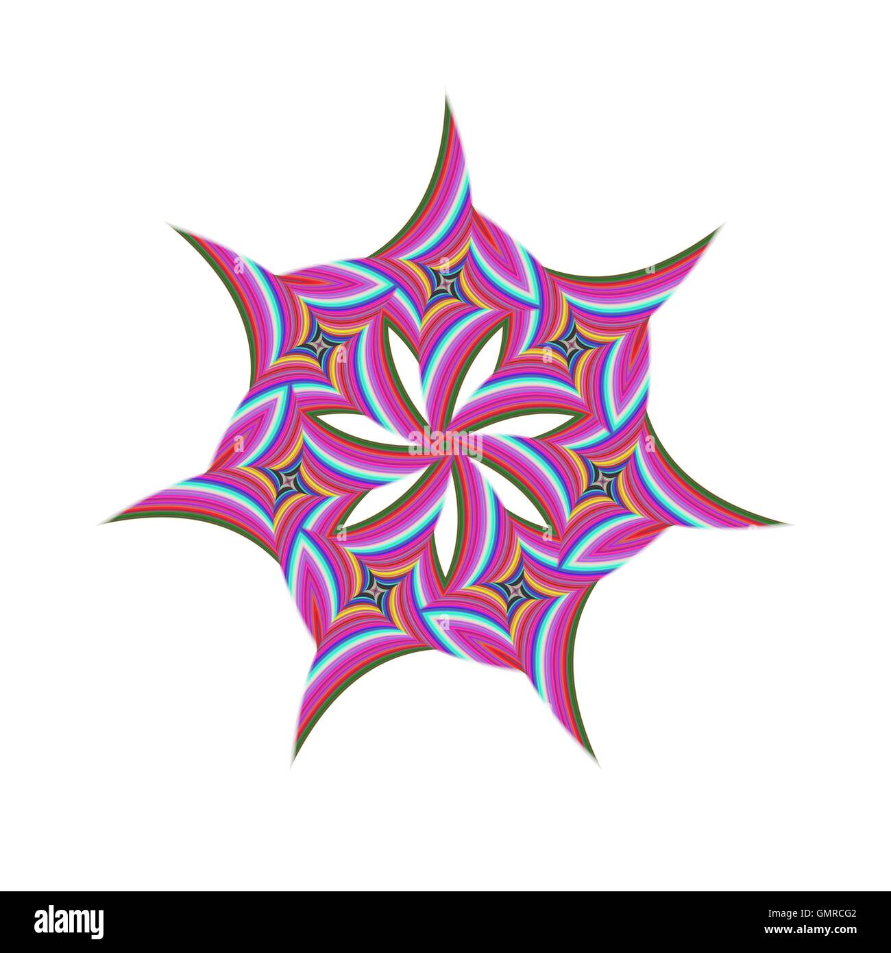 Striped ruotato fractal simbolo circolare design Illustrazione Vettoriale