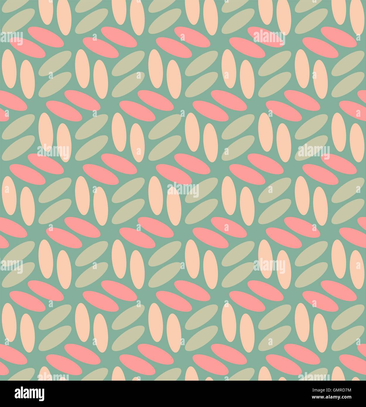 Vettore arrotondato senza giunture ellissi in rosa e pattern di Teal Illustrazione Vettoriale