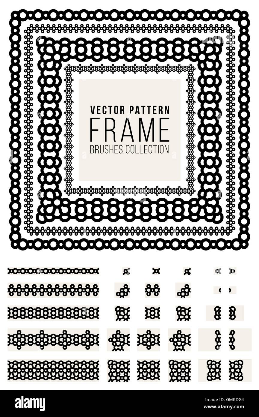 Vector ornamentali telaio decorativo linee arrotondate Pattern Set di spazzole Illustrazione Vettoriale