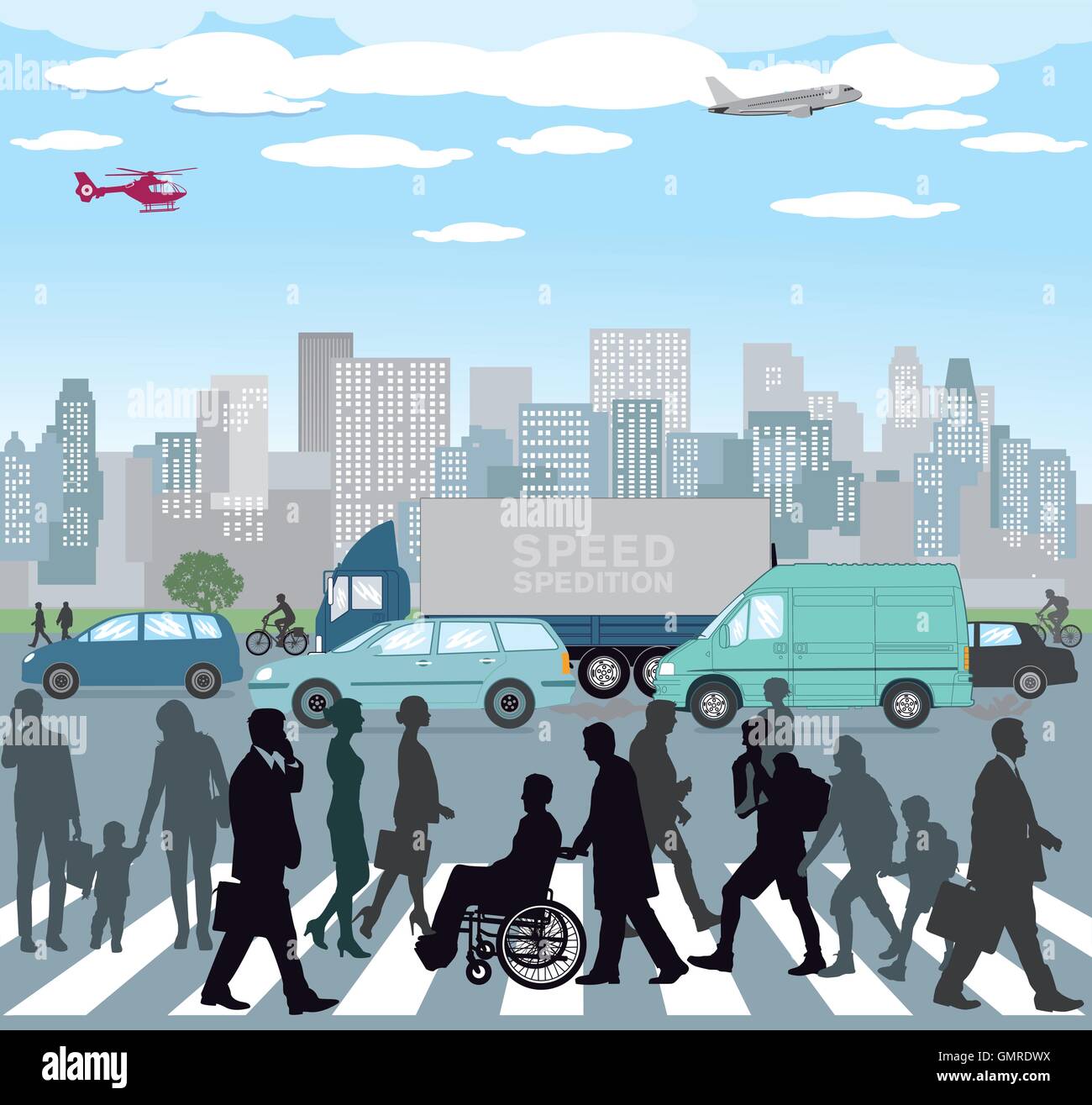 Il traffico in città Illustrazione Vettoriale