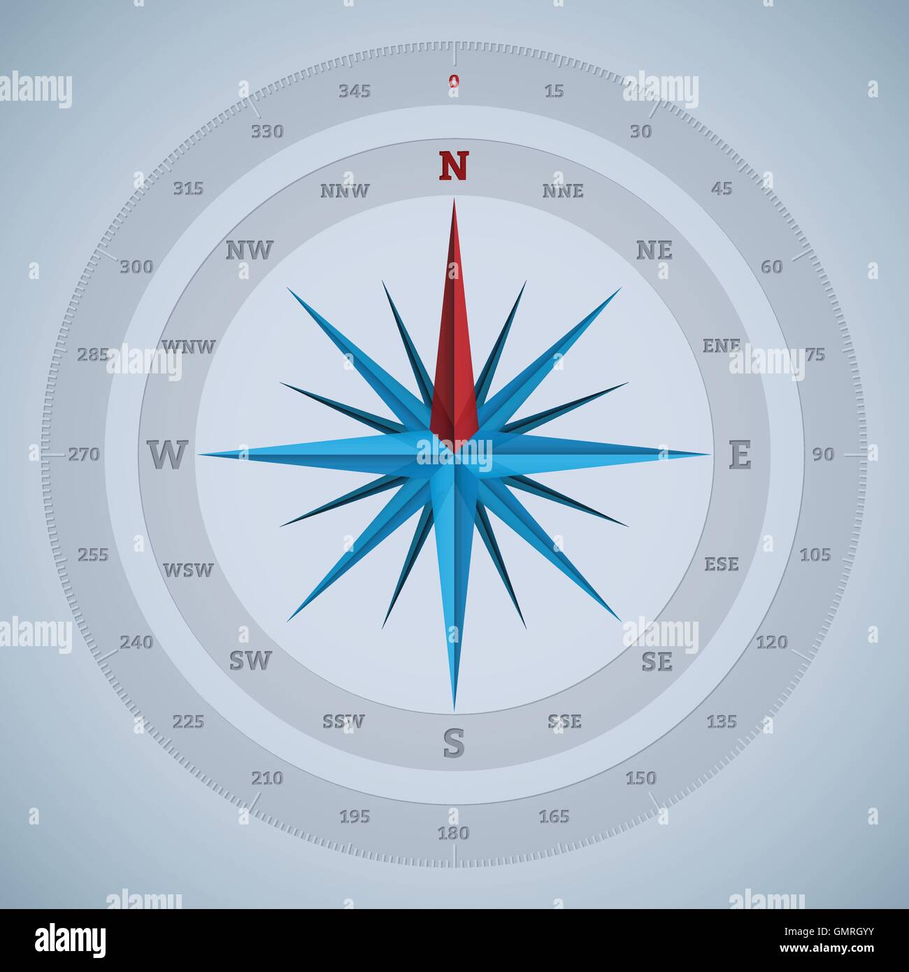 Punto 16 compass design con gradi Illustrazione Vettoriale