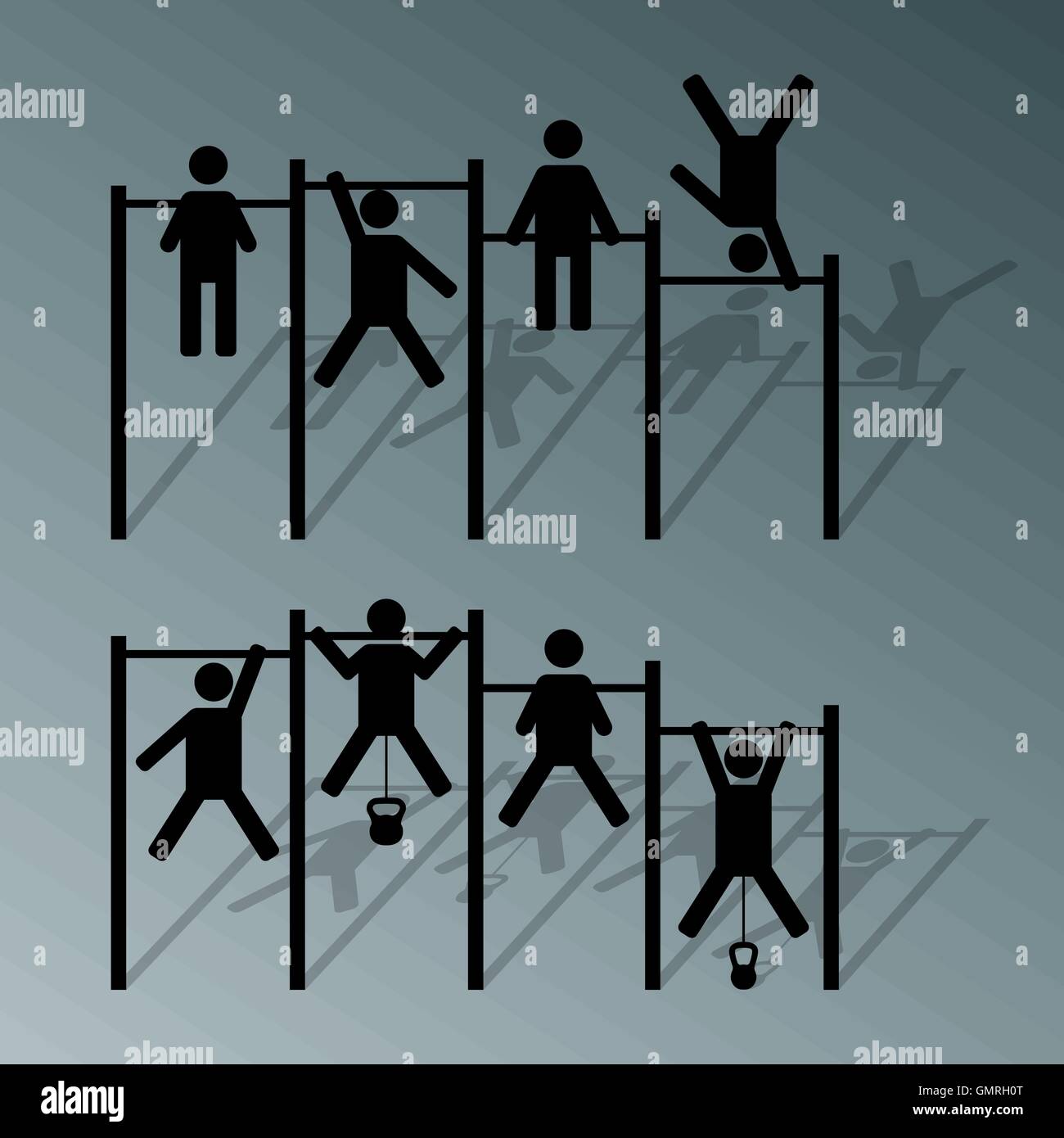 Atleta sulla barra orizzontale, illustrazione vettoriale. Illustrazione Vettoriale