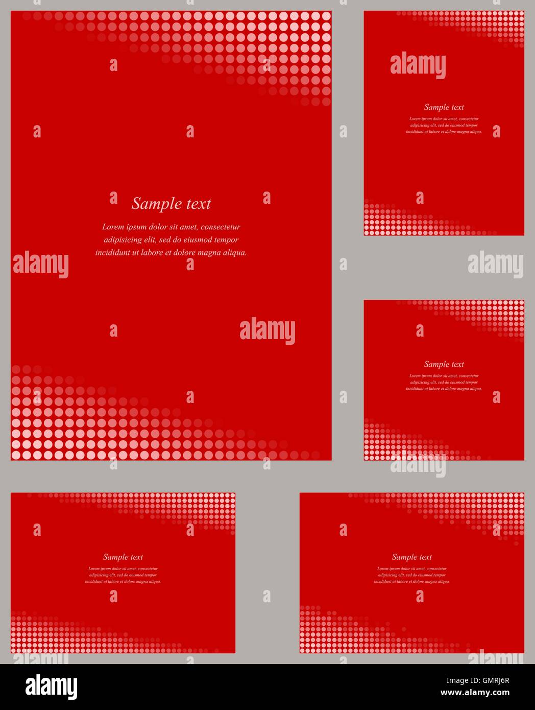 Rosso angolo pagina Modello di disegno impostato Illustrazione Vettoriale