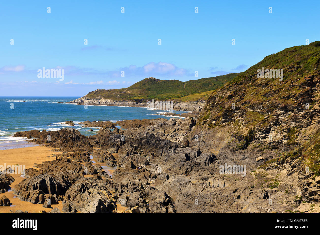 Woolacombe Bay sotto Watersmeet Hotel Devon Foto Stock