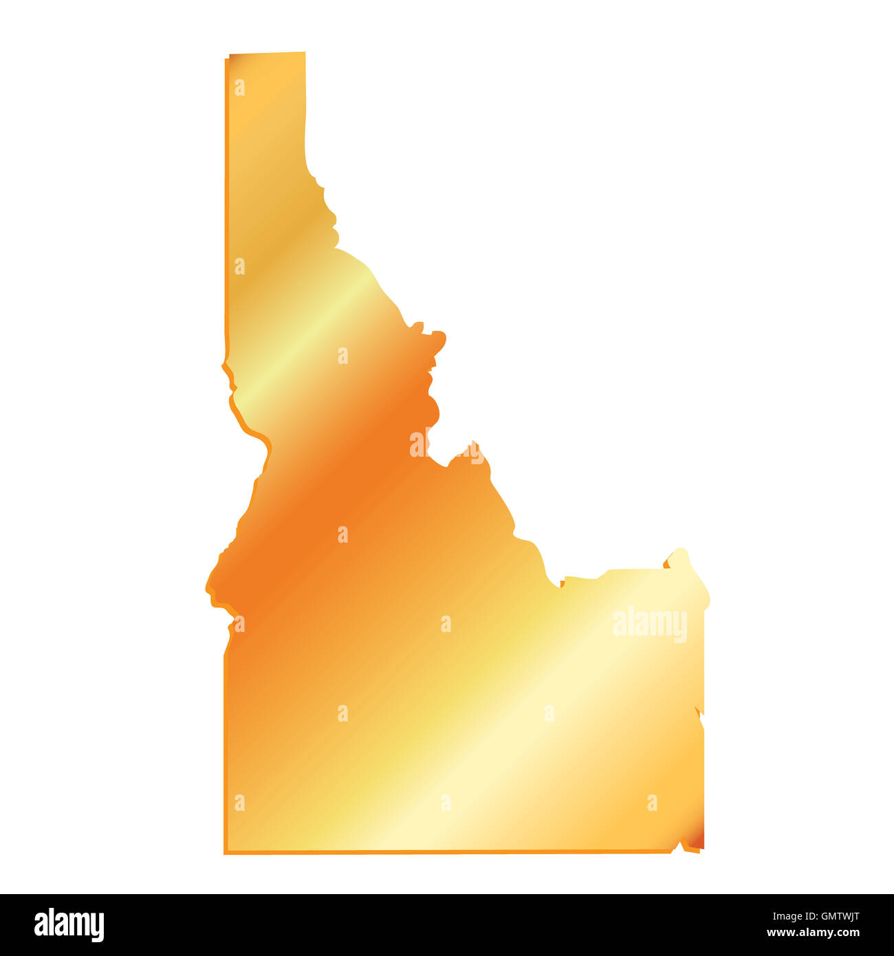 3D'Idaho stato USA Oro mappa di contorno Foto Stock