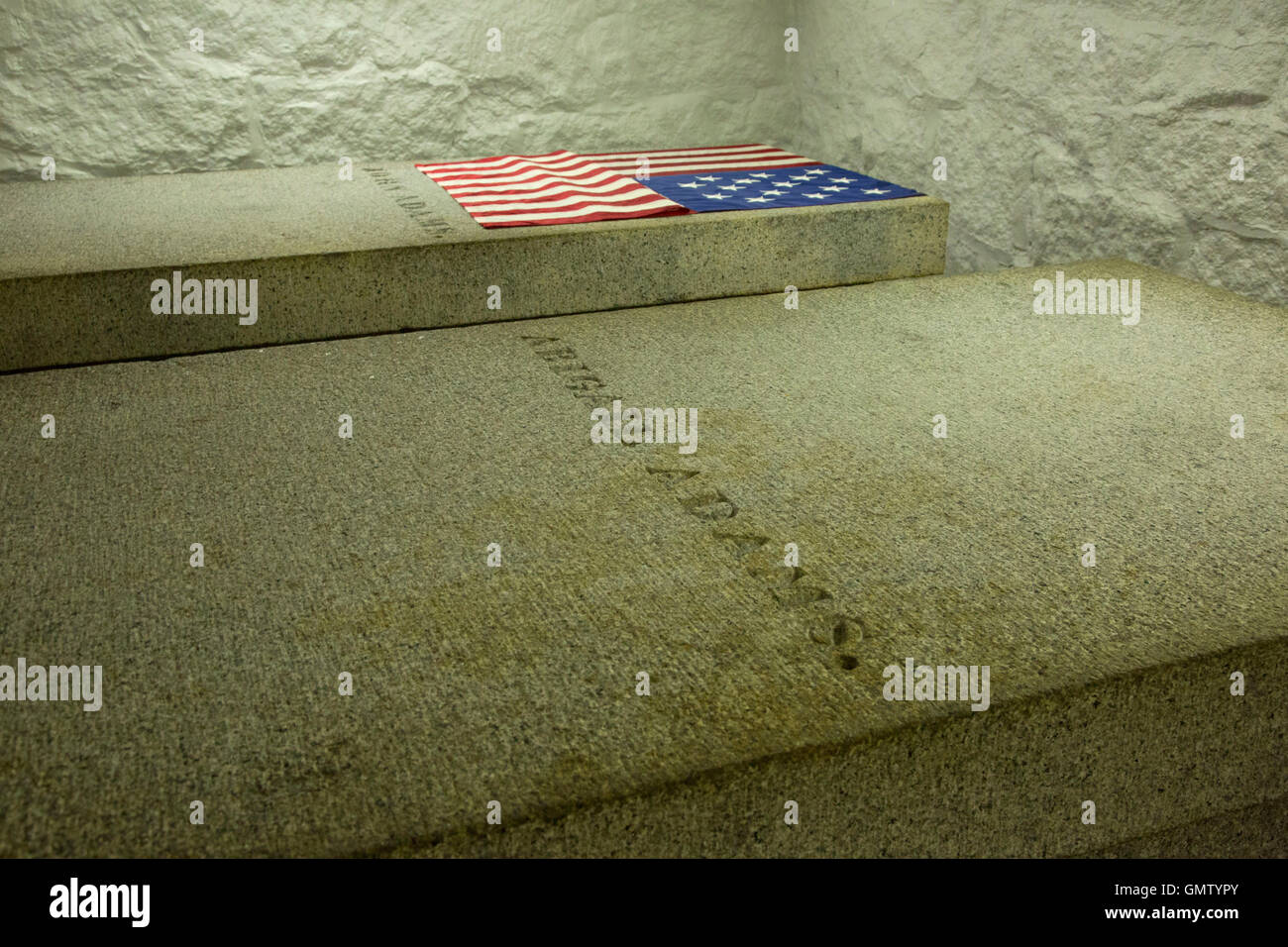 Il presidente John Adams cripta, Regno prima chiesa parrocchiale, Quincy, Massachusetts Foto Stock