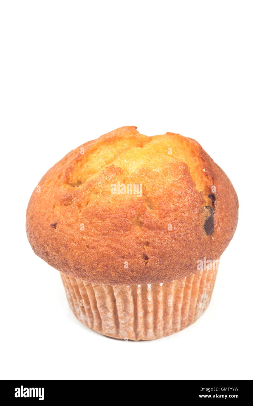 Muffin ai mirtilli isolato su bianco Foto Stock