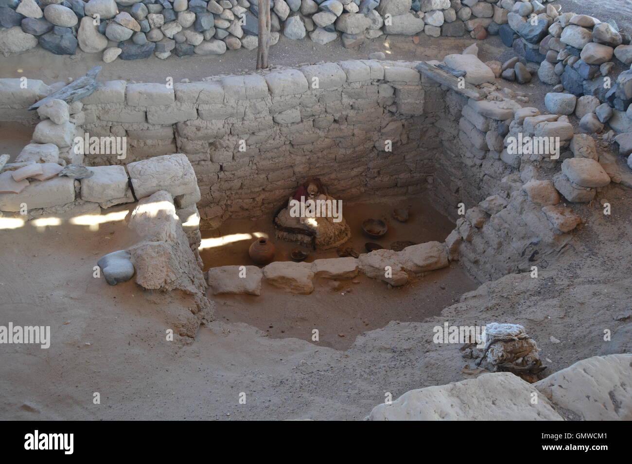 Il cimitero di Chauchilla, Nazca sepoltura, Nazca, Perù Foto Stock